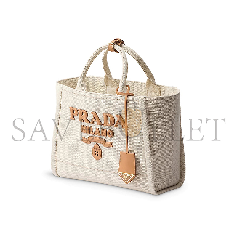 PRADA BRAND-TYPOGRAPHY LINEN-BLEND TOTE BAG 1BG474 (31*24*13cm)
